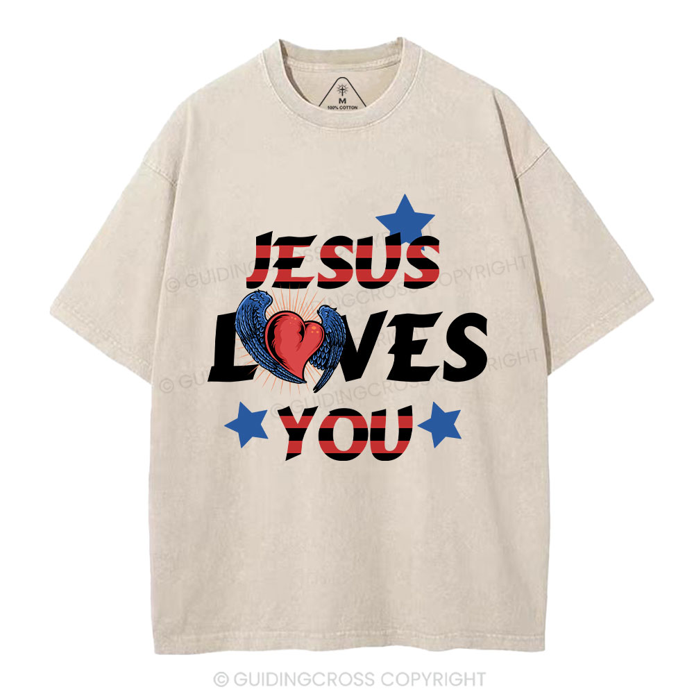 Jesus Loves You Christian Washed T-Shirt