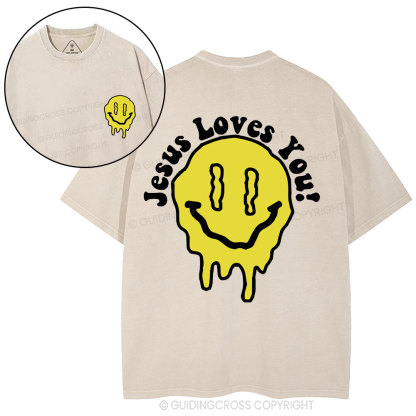 Jesus Loves You Christian Washed T-Shirt