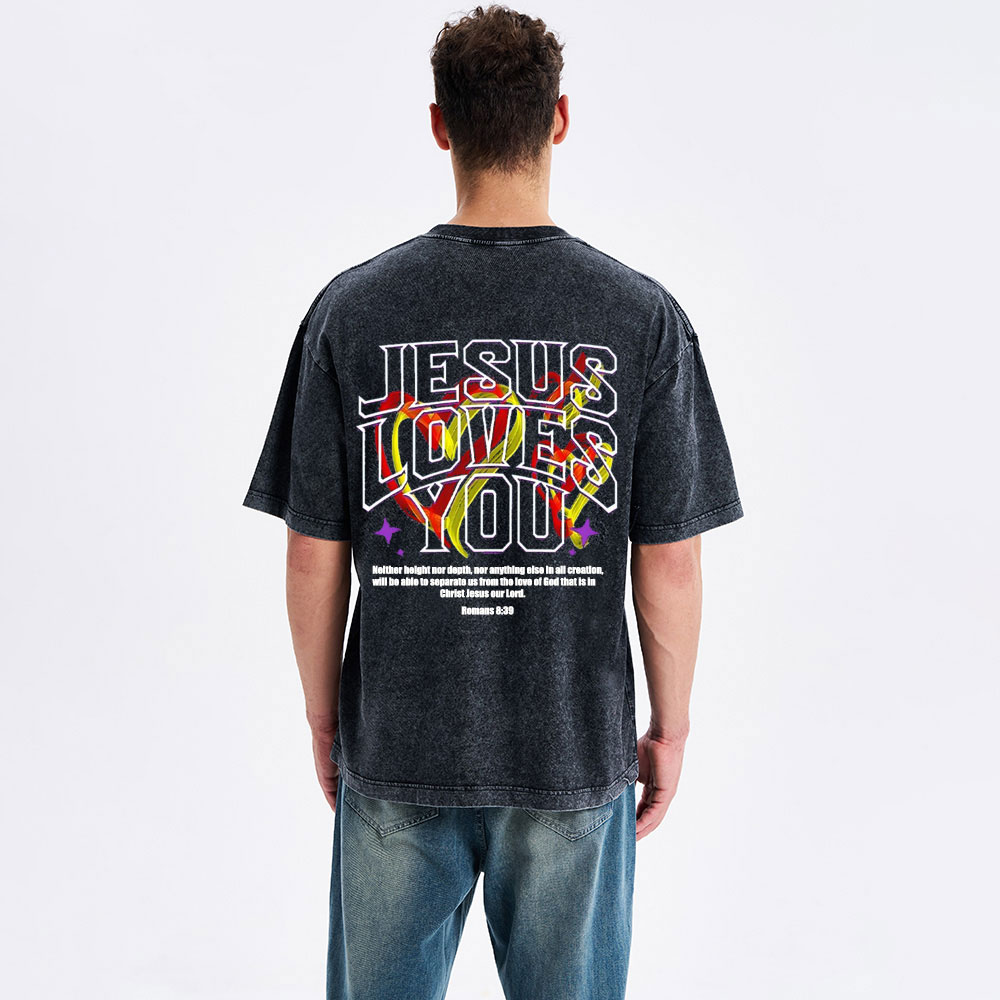 Jesus Loves You Christian Washed T-Shirt