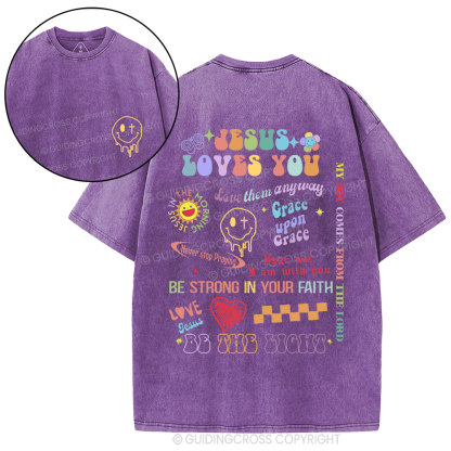 Jesus Loves You Christian Washed T-Shirt