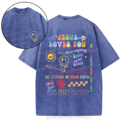 Jesus Loves You Christian Washed T-Shirt