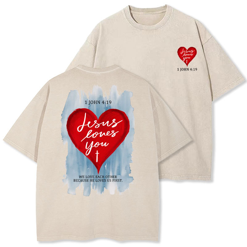 Jesus Loves You Christian Washed T-Shirt