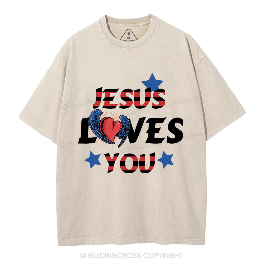 Jesus Loves You Christian Washed T-Shirt