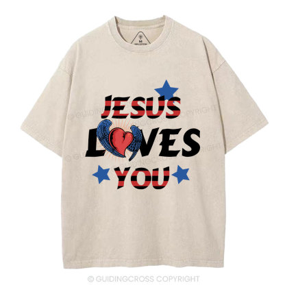 Jesus Loves You Christian Washed T-Shirt