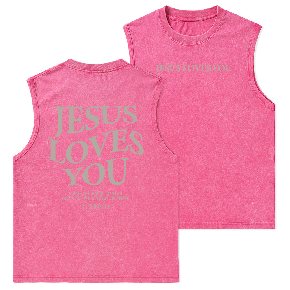 Jesus Loves You Christian Washed Tank Top