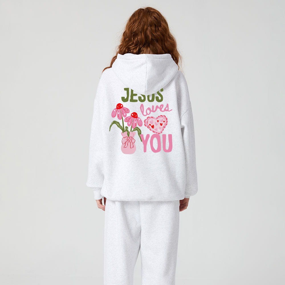 Jesus Loves You Chrsitian Premium Fleece Hoodie Set
