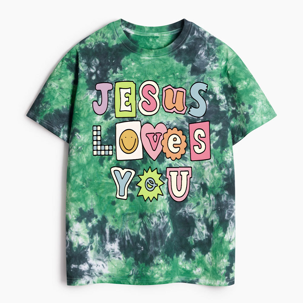 Jesus Loves You Heavy Cotton Tie Dye T-Shirt