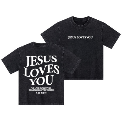 Jesus Loves You Kid Washed T-Shirt