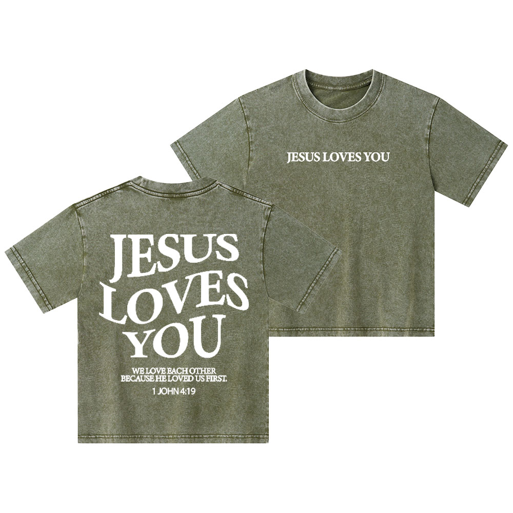 Jesus Loves You Kid Washed T-Shirt