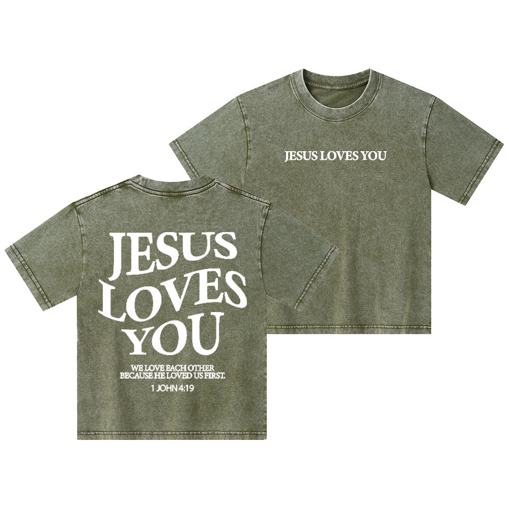 Jesus Loves You Kid Washed T-Shirt