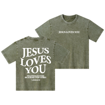 Jesus Loves You Kid Washed T-Shirt