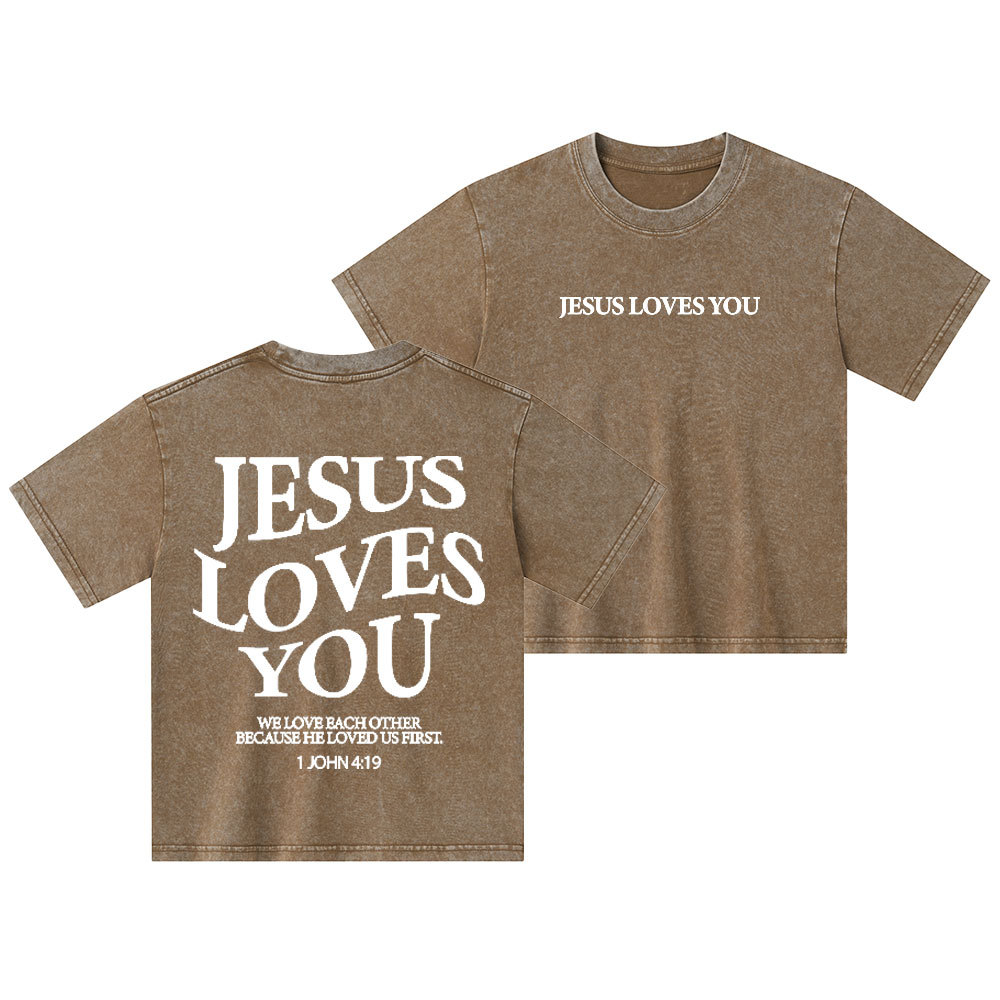 Jesus Loves You Kid Washed T-Shirt