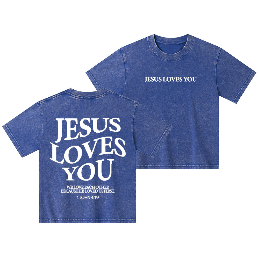 Jesus Loves You Kid Washed T-Shirt