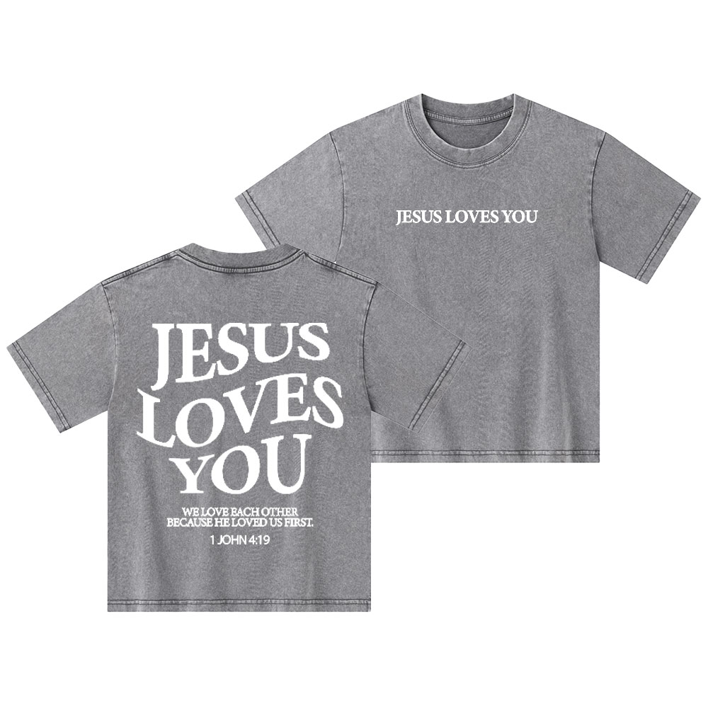 Jesus Loves You Kid Washed T-Shirt