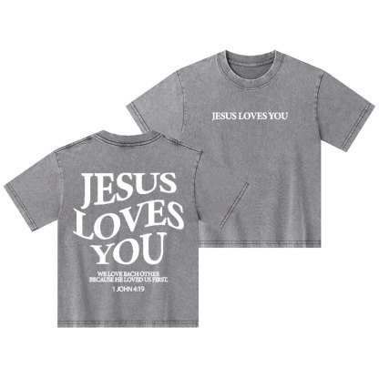 Jesus Loves You Kid Washed T-Shirt