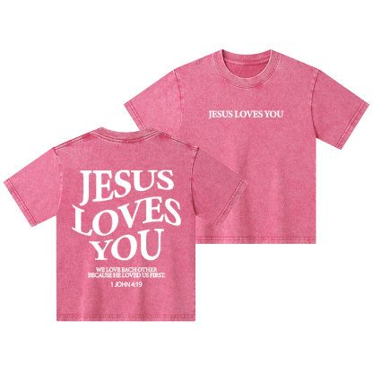 Jesus Loves You Kid Washed T-Shirt