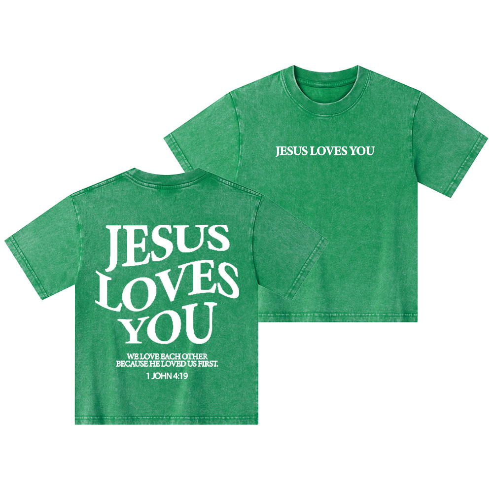 Jesus Loves You Kid Washed T-Shirt