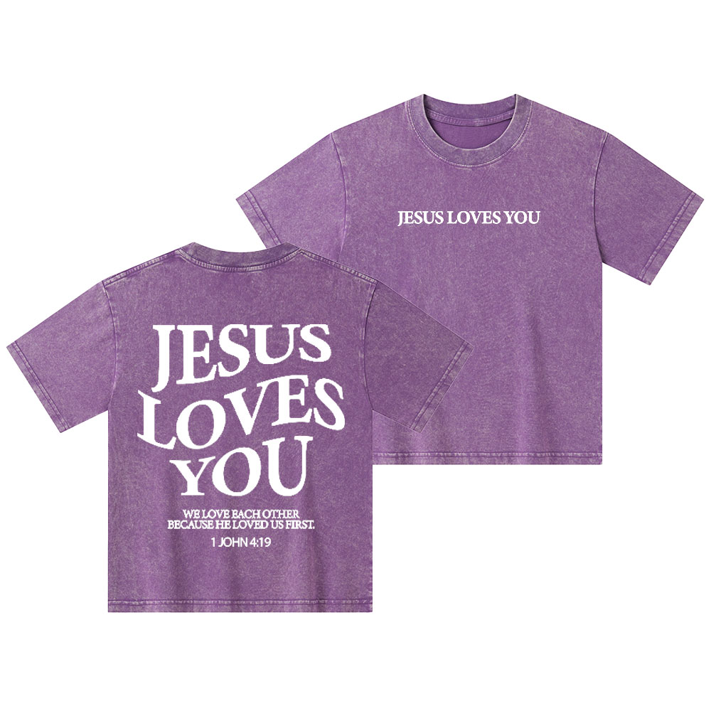 Jesus Loves You Kid Washed T-Shirt