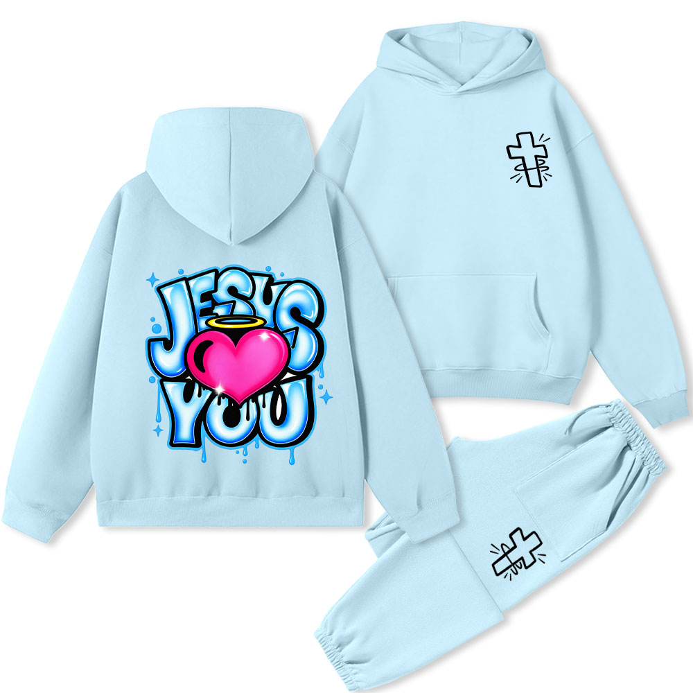 Jesus Loves You Premium Fleece Hoodie Set