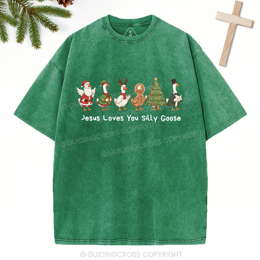 Jesus Loves You Silly Goose Christian Washed T-Shirt