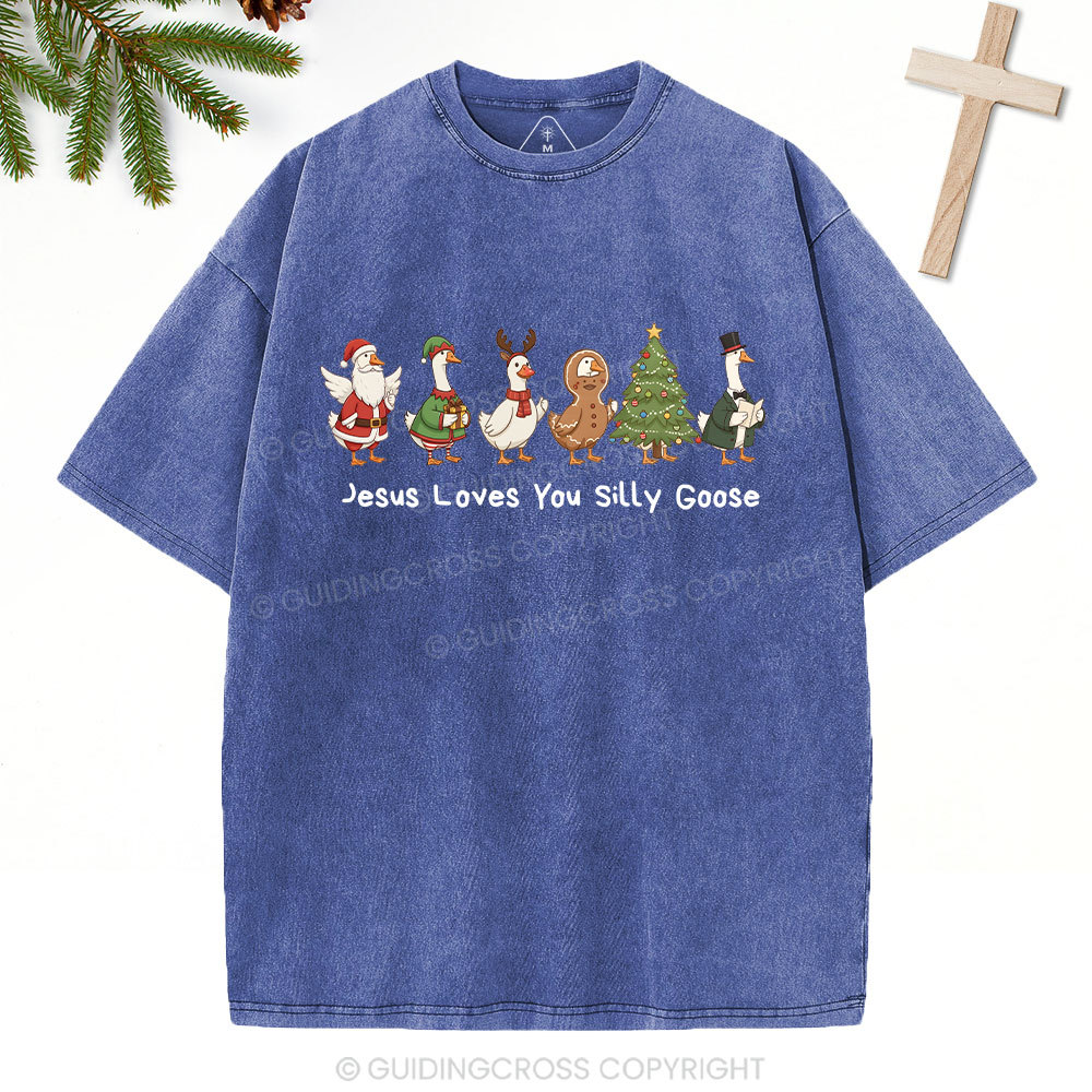Jesus Loves You Silly Goose Christian Washed T-Shirt