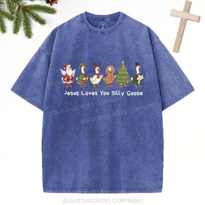 Jesus Loves You Silly Goose Christian Washed T-Shirt