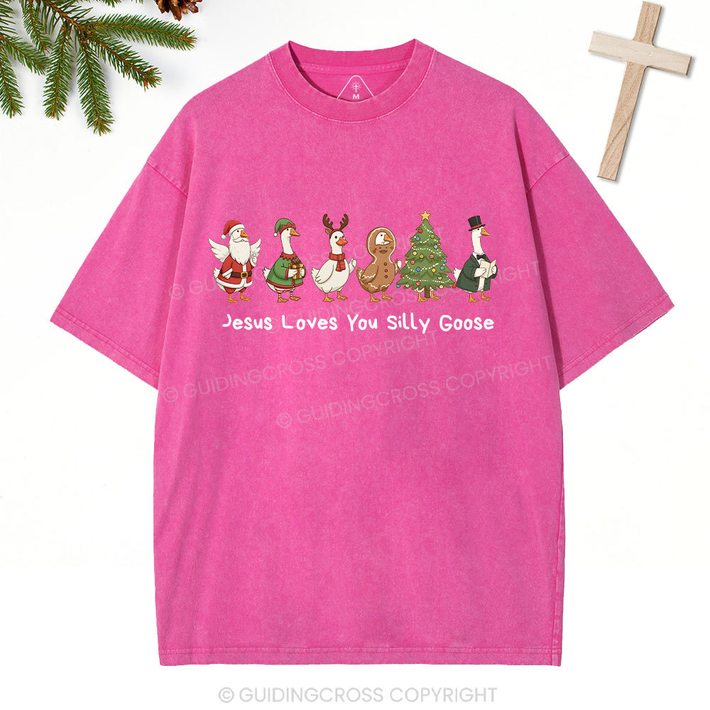 Jesus Loves You Silly Goose Christian Washed T-Shirt
