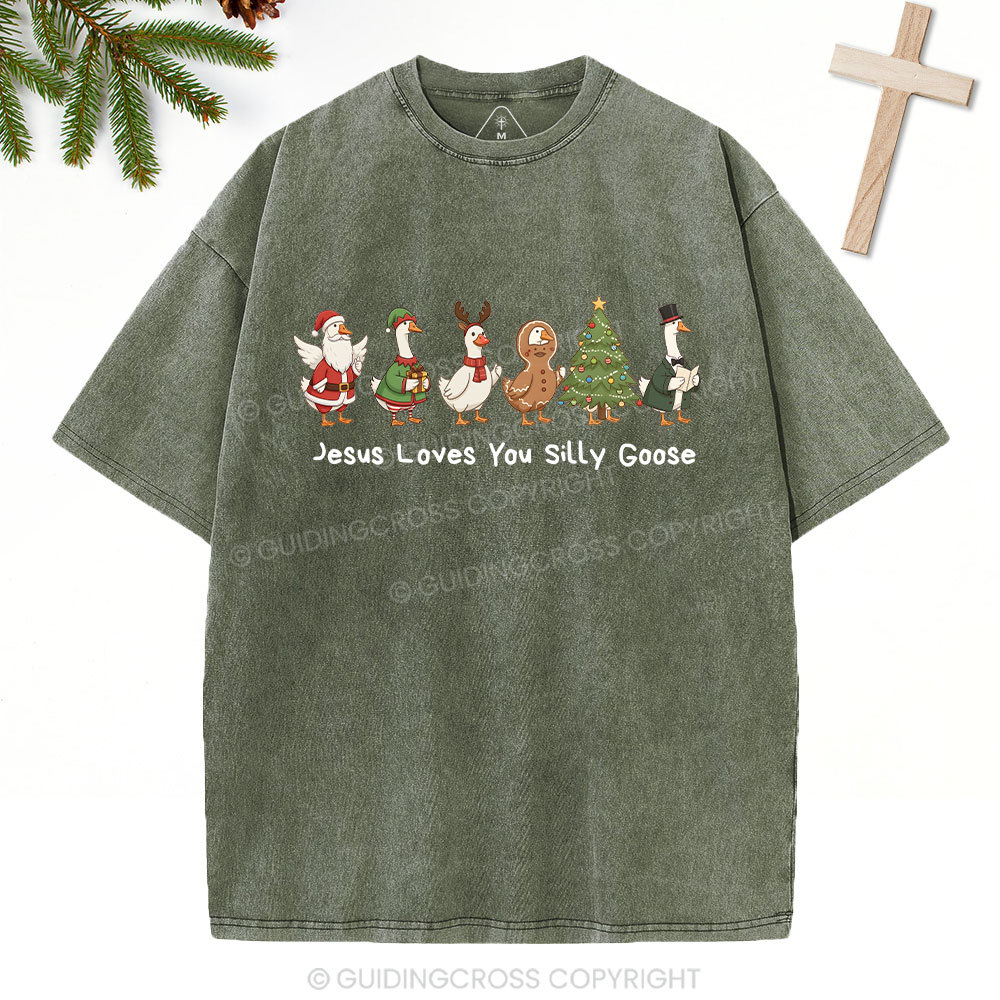 Jesus Loves You Silly Goose Christian Washed T-Shirt