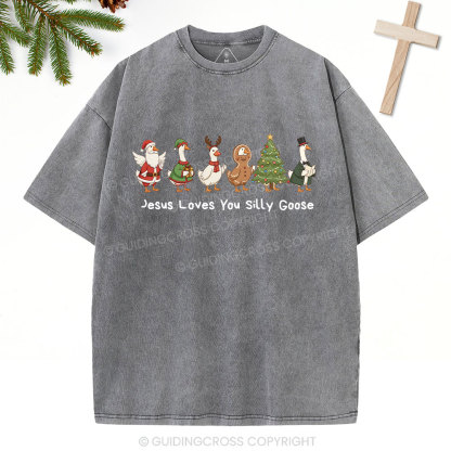 Jesus Loves You Silly Goose Christian Washed T-Shirt
