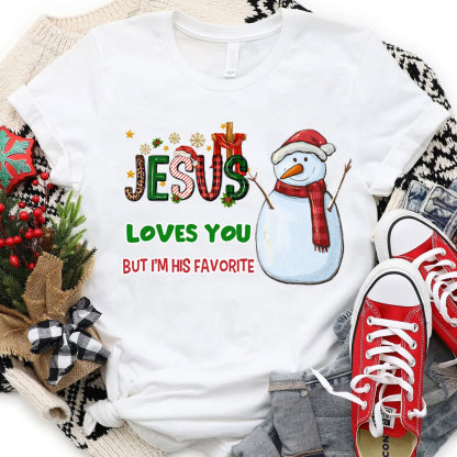 Jesus Loves You Snowman Chraistian T-Shirt