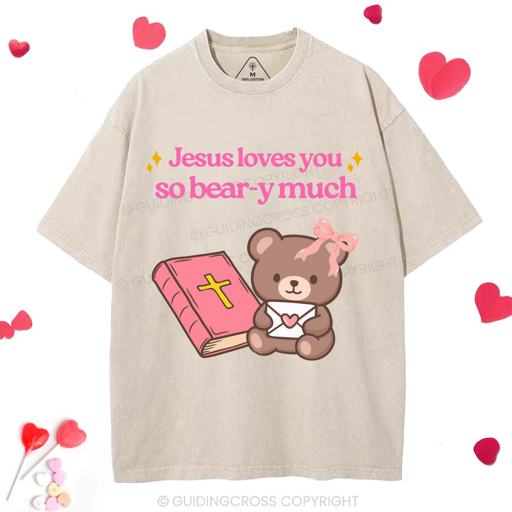 Jesus Loves You So Bear-y Much Christian Washed T-Shirt