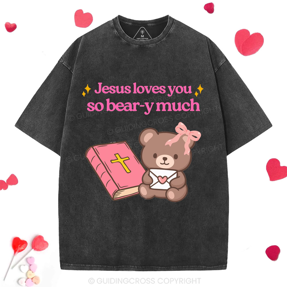 Jesus Loves You So Bear-y Much Christian Washed T-Shirt
