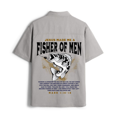 Jesus Made Me Fish Of Men Christian Work Shirt