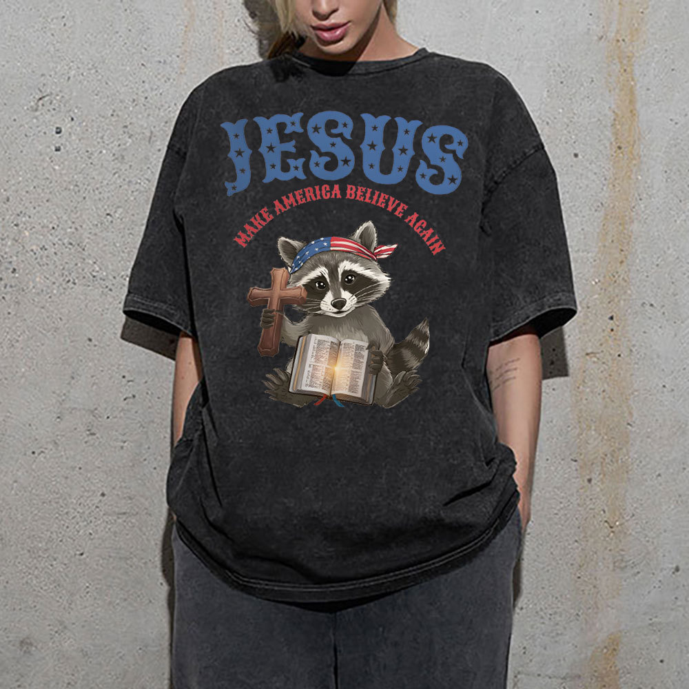 Jesus Make America Again Christian Washed T-Shirt