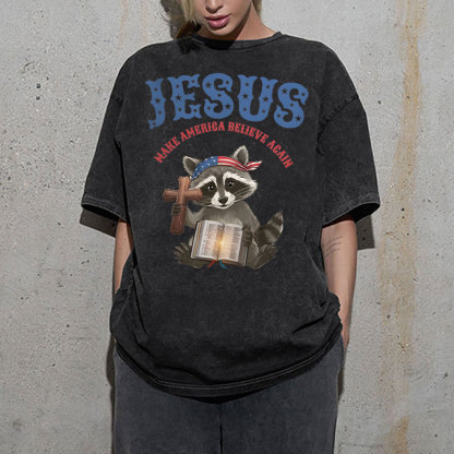 Jesus Make America Again Christian Washed T-Shirt