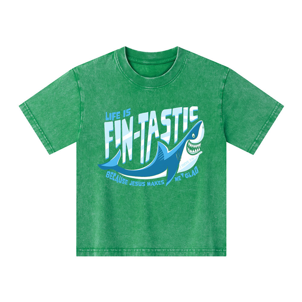 Jesus Makes Me Glad Christian Washed Kid T-Shirt