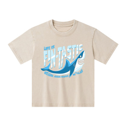 Jesus Makes Me Glad Christian Washed Kid T-Shirt