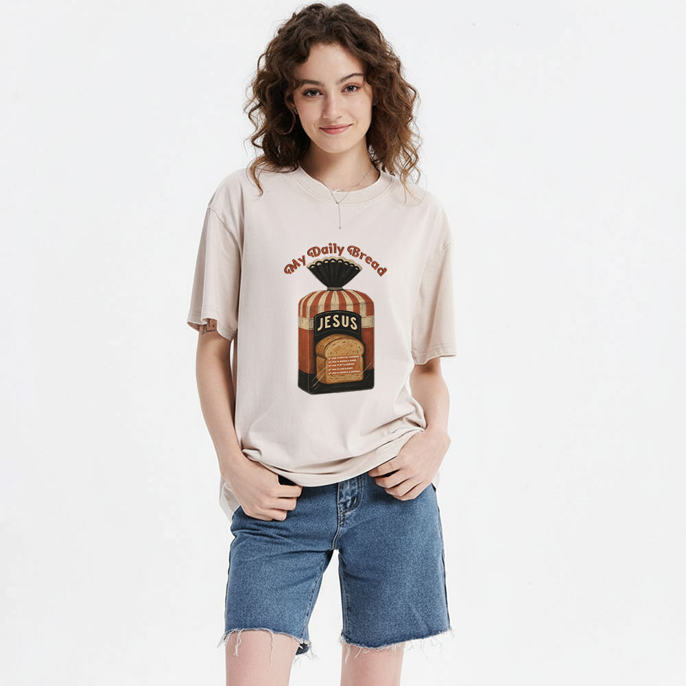 Jesus My Daily Bread Christian Washed T-Shirt