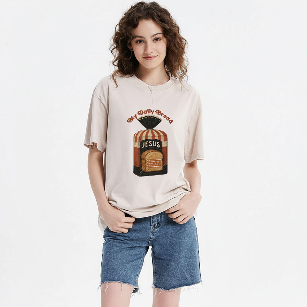 Jesus My Daily Bread Christian Washed T-Shirt