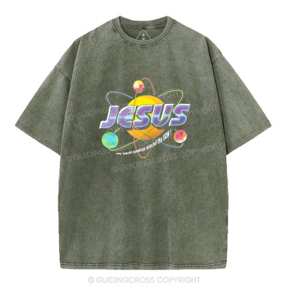 Jesus My World Revovles Around The Son Christian Washed T-Shirt