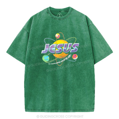 Jesus My World Revovles Around The Son Christian Washed T-Shirt