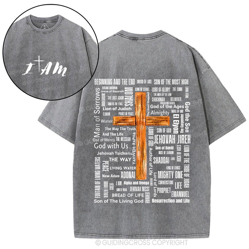 Jesus Name Cross Christian Washed T-Shirt