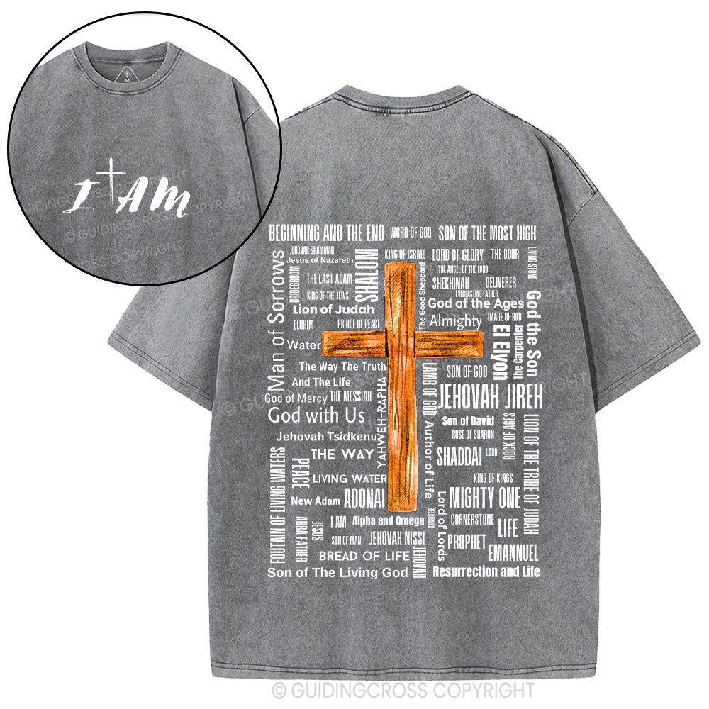 Jesus Name Cross Christian Washed T-Shirt