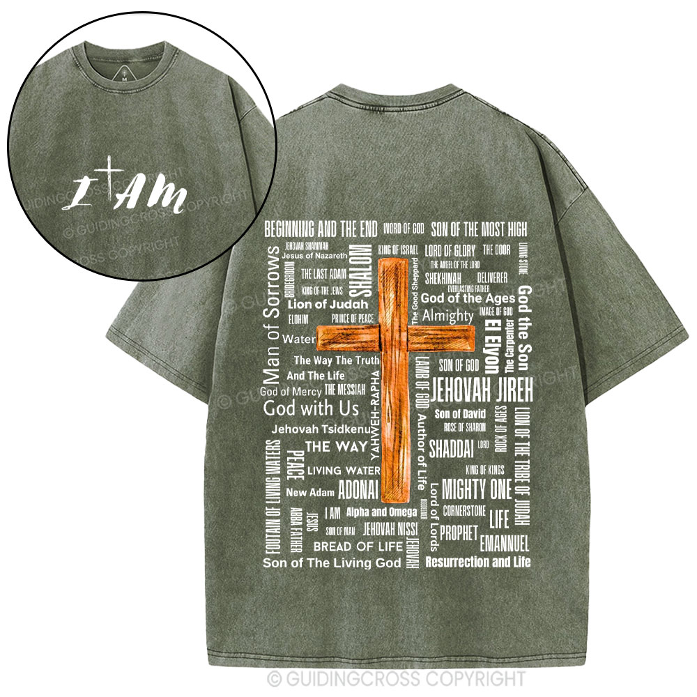 Jesus Name Cross Christian Washed T-Shirt