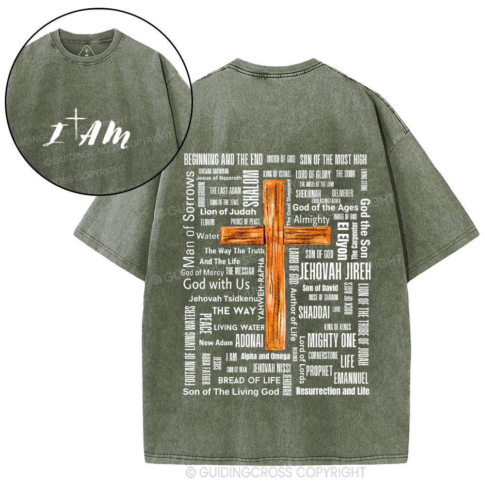 Jesus Name Cross Christian Washed T-Shirt
