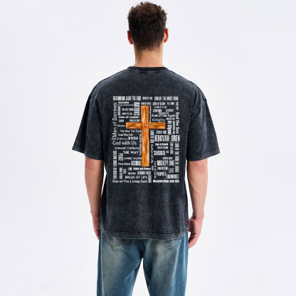 Jesus Name Cross Christian Washed T-Shirt