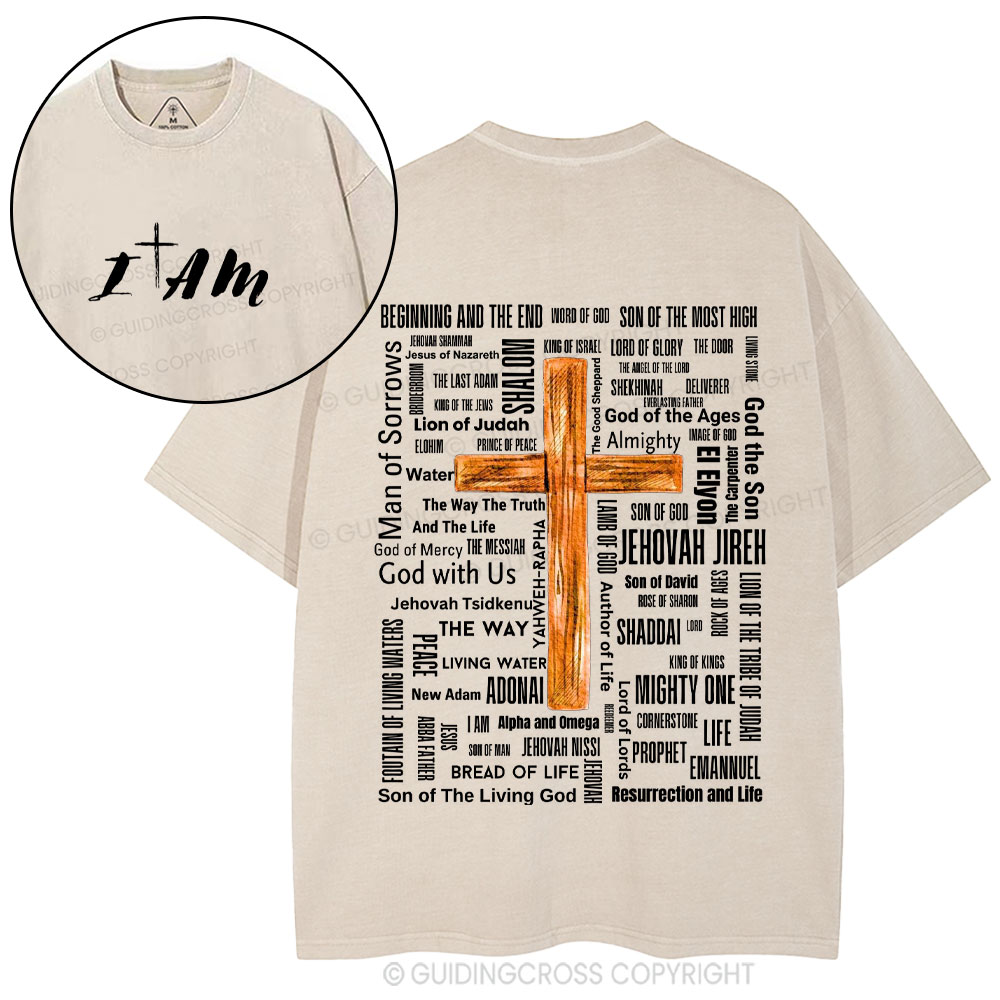 Jesus Name Cross Christian Washed T-Shirt