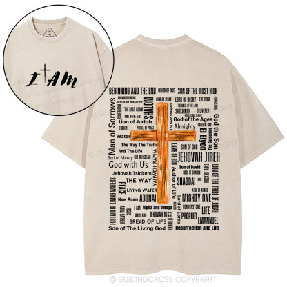 Jesus Name Cross Christian Washed T-Shirt