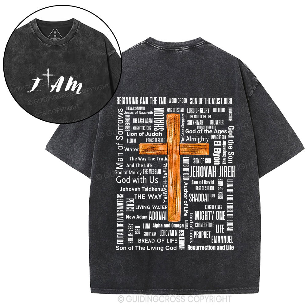 Jesus Name Cross Christian Washed T-Shirt