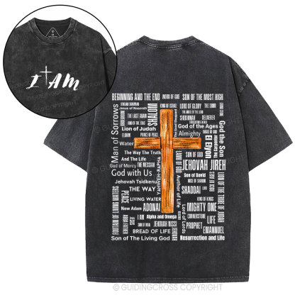Jesus Name Cross Christian Washed T-Shirt